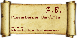 Pissenberger Benáta névjegykártya